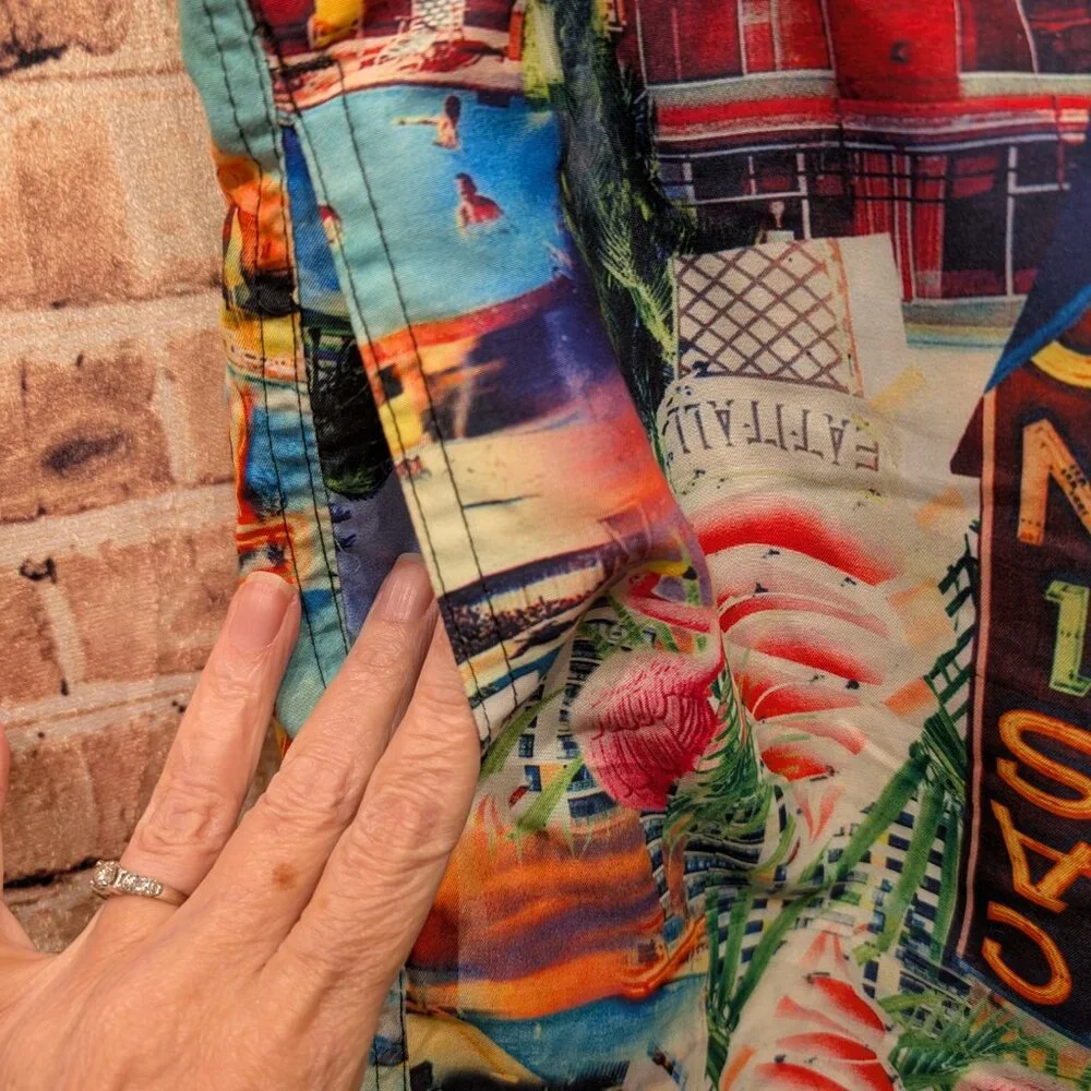 Surf Society Swim Shorts Colorful Casino Print  Size Large